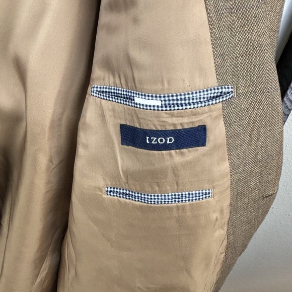 IZOD Mens Blazer 44R 100% Lambswool  Brown 2 Button Vintage Sport Coat Jacket - Picture 4 of 6